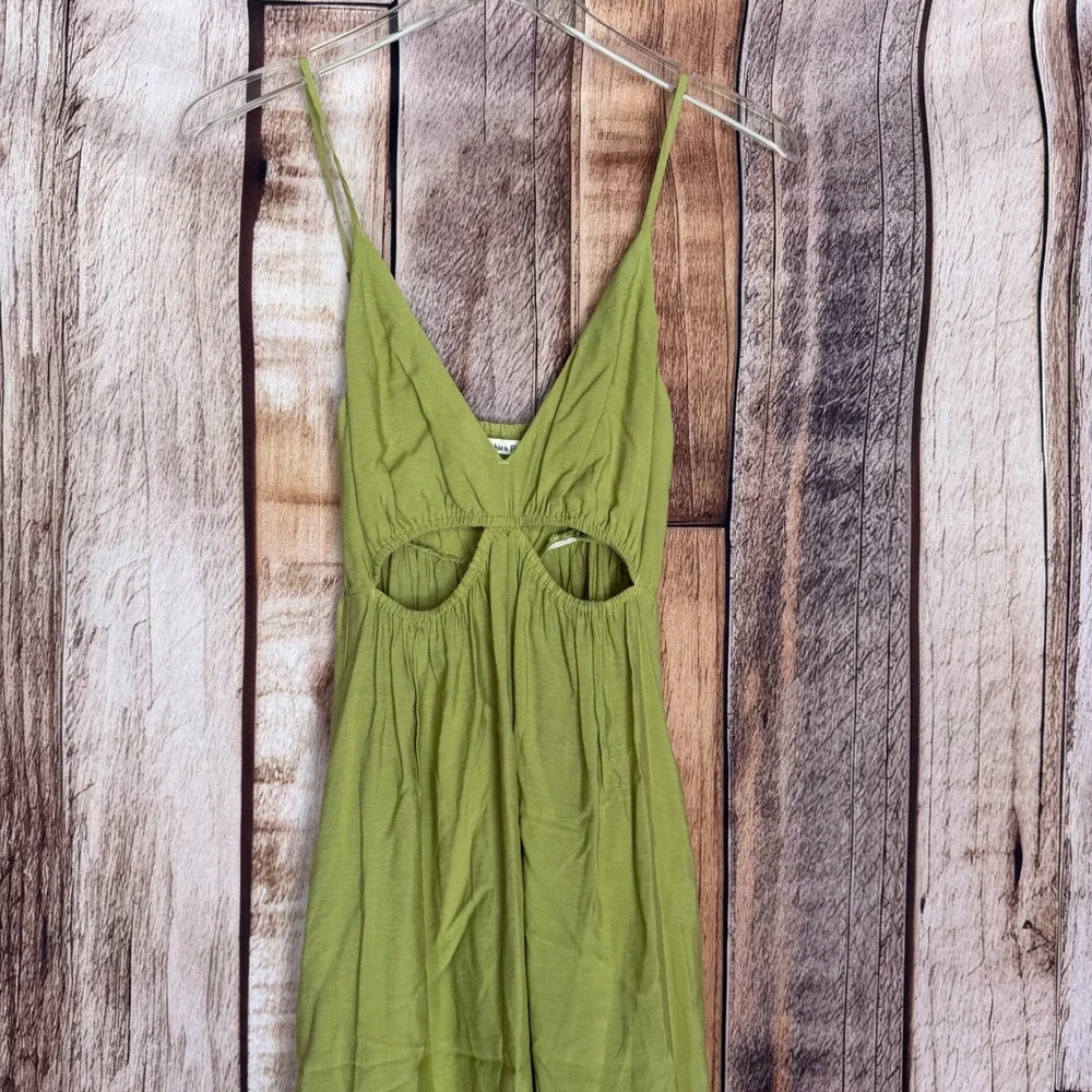 Abercrombie & Fitch Dress Cutout Maxi Green Boho Coastal Resort Beach Summer XS